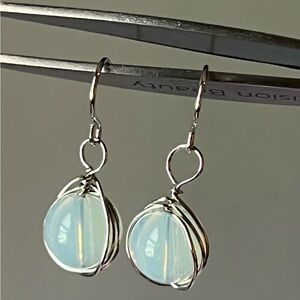 Elegant Silver and White Drop Earrings